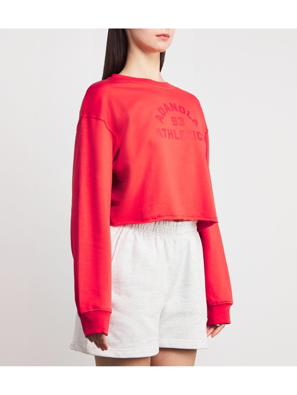 Adanola 93 Athletics Red Modal Organic Cotton Cropped Sweatshirt Size S